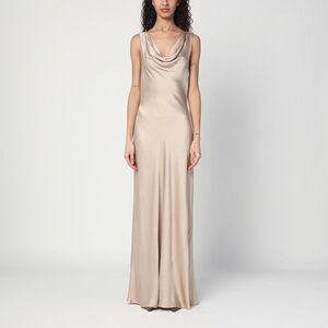 Malina Leah Dress In Champagne Colour Satin Women